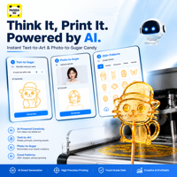 Mesin Pencetak Permen Panda-3D Otomatis, Robot Lukis Gula Baru, Mesin Pencetak Makanan Komersial, AI, Bisnis Ritel, Printer Permen 220V, Layar Sentuh