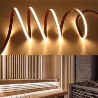 Lumières linéaires flexibles LED COB IP68 étanches 10 mm pour sauna haute température 105°C, 24V 2700K blanc chaud, 90 télécommandes, dimmables