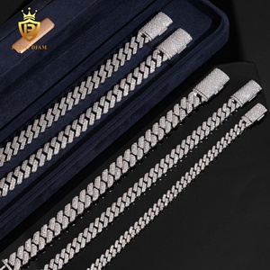 <span class=keywords><strong>Cadena</strong></span> Cubana <span class=keywords><strong>de</strong></span> <span class=keywords><strong>Plata</strong></span> 925 con Moissanita <span class=keywords><strong>de</strong></span> <span class=keywords><strong>8mm</strong></span> y 10mm, Estilo Miami, con Incrustaciones <span class=keywords><strong>de</strong></span> Moissanita, Pasa la Prueba del Diamante, <span class=keywords><strong>Cadena</strong></span> <span class=keywords><strong>de</strong></span> Moissanita VVS - Product Image 1