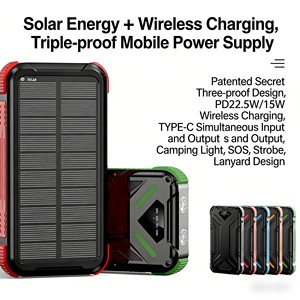 แบตสำรองพลังงานแสงอาทิตย์แบบพกพา 20000 mAh ชาร์จเร็วไร้สาย 15W รองรับ PD22.5W มาตรฐาน IP54 ป้องกันการกระแทก พร้อมไฟแคมป์ปิ้ง ช่องเสียบ USB Type-C สำหรับใช้งานกลางแจ้ง - Product Image 2