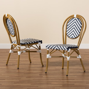 Chaises de bistrot en aluminium avec design en osier et rotin aspect bambou pour l'extérieur - Product Image 3