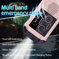 Radio à manivelle solaire auto-alimentée 2000mAh avec charge USB-C, lampe torche LED, alarme SOS, radio météo AM/FM/SW d'urgence
