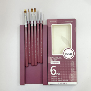 Ensemble de 6 pinceaux à ongles en nylon, pinceaux plats professionnels pour la peinture au gel, outils de manucure - Product Image 2