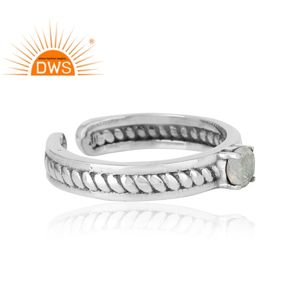 Bague en argent avec pierre de lune arc-en-ciel solitaire, bague en argent oxydé faite à la main, bague ajustable, fournisseur de bijoux uniques - Product Image 3