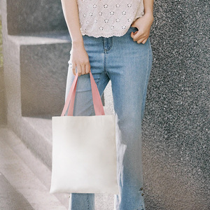 Color Handle Blank Thermal Sublimation Tote Bag Factory Wholesale Custom Size Fashion Cheap Canvas Shopping Bag Printed Withlogo - Product Image 6