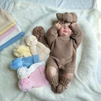 Offre Spéciale nouveau-né bébé barboteuse fille garçon à manches longues tricot barboteuses onesies barboteuses chapeau bonnet ensembles
