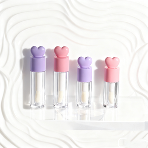 שפופרות ליפ גלוס ריקות, בצורת לב, חמודות, גליליות, אקריליות, עם אפליקטור גדול, 4 מ\\\"ל ו-6 מ\\\"ל, סיטונאי. - Product Image 2