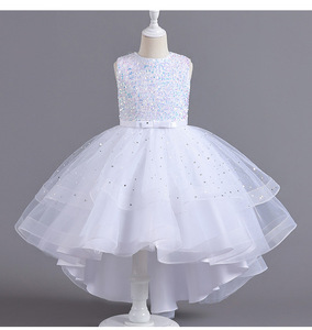 Abiti da donna da principessa senza maniche per matrimoni con scollatura e coda a fiori per 3 anni vestiti da bambina con Design per Eid - Product Image 5