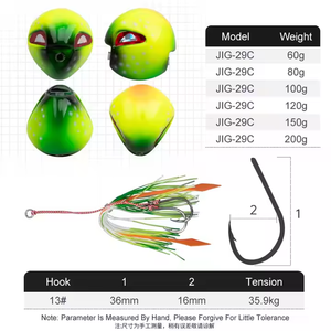 GS HOT OEM 60g-200g Inchiku Madai Slider <span class=keywords><strong>Jig</strong></span> Lure Snapper <span class=keywords><strong>Tai</strong></span> Kabura Sliding Slow <span class=keywords><strong>Jig</strong></span> with Rubber Tail Skirt Assist Hook - Product Image 5