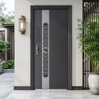 Porte d'entrée double asymétrique en métal polyvalente avec œil-miroir intégré pour propriétés de luxe