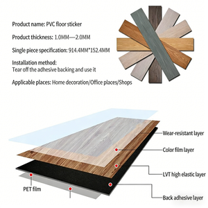Revêtement de sol LVT ignifuge texturé bois, auto-adhésif, en <span class=keywords><strong>vinyle</strong></span>, épaisseurs 1mm, 1.2mm, 1.5mm, 1.8mm, 2.0mm, pour salon et chambre - Product Image 2