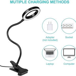 Lampe de bureau LED moderne avec protection oculaire, en aluminium, petite taille, idéale pour dortoir étudiant, chambre à coucher, bureau, chevet, lecture, diffusion en direct - Product Image 2