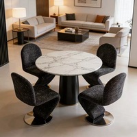 Chaise pivotante ergonomique moderne en acier inoxydable de luxe italien, dossier de forme spéciale, pour la maison, la salle à manger, la chambre
