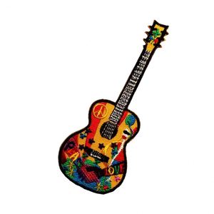 High Quality Applique Biker Jacket Hoodies Peace Guitar <b>Hippie</b> Music Emblem Design Custom Iron Clothing Embroidery Patches - Product Image 1