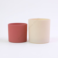 Vente en gros de pots à bougies en verre rouge mat givré de qualité supérieure, personnalisés et luxueux, de 8 oz, 10 oz et 14 oz, avec couvercle et emballage en boîte