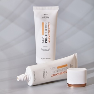 Factory Custom 20-150ml Double Layered Cap White Sunscreen Tube HDPE Cosmetic Flat Plastic Face Cream Tube