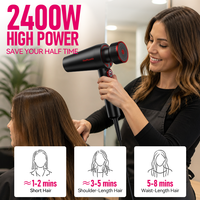 Sèche-cheveux professionnel FirePhoenix M1Plus OEM ODM 2400W 90000RPM avec ionisation, écran LCD, bouton intelligent, 16 modes, 3 embouts magnétiques, 450g, 220-240V