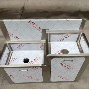 Évier en acier inoxydable 304, autoportant, pratique, pour cuisine commerciale, panier d'égouttage, rectangulaire, <span class=keywords><strong>style</strong></span> tablier, avec couvercle frontal - Product Image 1