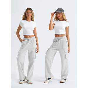 2025 femmes automne mode jambe large Cargo pantalon respirant Baggy hiver pantalons de survêtement avec taille moyenne Parachute Joggers tenues - Product Image 2