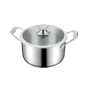 Prix le plus bas 3ply Marmites en acier inoxydable Induction Cuisine Soupe Marmite Casseroles 20cm Avec Couvercle