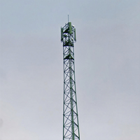 Tour de communication tubulaire en acier galvanisé de 40 mètres avec treillis vert pour antennes 5G et station de base Wi-Fi