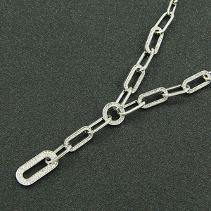 Collier long en forme de Y géométrique au design unique, plaqué argent, style hip-hop, simple, rétro, pour femmes, bijoux tendance - Product Image 3