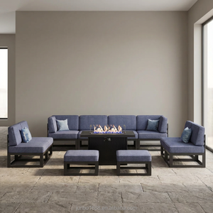 Conjunto de Sofás Modulares Funcionales para Exteriores con Mesa de Chimenea a Gas, Estructura Metálica Resistente a la Intemperie, Sofá Seccional para Proyectos de Hoteles y Resorts - Product Image 4