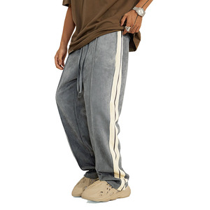 <span class=keywords><strong>Pantaloni</strong></span> da Uomo con Ricamo Personalizzato, Striscia Laterale Bianca, Casual, Dritti, in Camoscio - Product Image 3