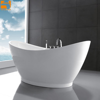 Baignoire autoportante en acrylique Lucite Unique blanche KF-720A Double pantoufle haut de gamme intérieur moderne lune cascade baignoire vidange d'extrémité