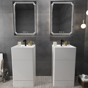 Lavabo de baño de mármol blanco, lavamanos artificial de superficie sólida para suelo, lavabo de Pedestal con casillero, oferta de Hotel <span class=keywords><strong>2022</strong></span> - Product Image 2