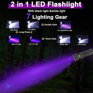 Linterna LED de Alta Potencia 2 en 1 con Luz UV de 365nm y 7 Modos, Resistente al Agua IPX5, para Detección de Orina de Mascotas y Emergencias al Aire Libre - Product Image 6