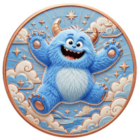 Koin Tembaga Murni 999 5 oz Seri Kartun Hewan Monster Kecil Warna-warni Relief Tinggi UV 3D Edisi Kolektor