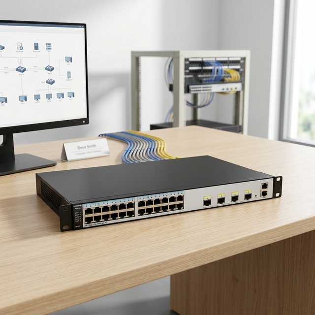 New HUA S5720-28X-PWR-LI-AC Switch Network 24 Ethernet 10/100/1000ports,4 10 Gig SFP+,PoE+,370W POE AC Poe Switch