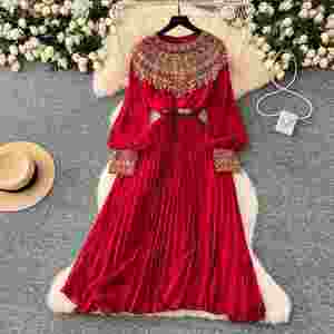 เดรสผ้าทอลายระบายอากาศสไตล์โรมันทรงเอ็มไพร์ประดับเลื่อมลูกไม้สำหรับผู้หญิง คอลเลคชั่นฤดูใบไม้ผลิ 2025 - Product Image 3