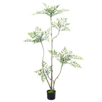 Grande plante artificielle de bambou des mers du Sud, écologique, en pot, pour décorations de Noël et d'Halloween, en plastique durable