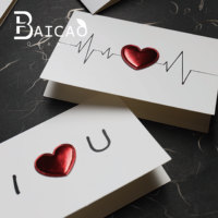 Carte de vœux 3D en cuir en forme de cœur DIY pour la Saint-Valentin - Motif Cœur Battant « Je t'aime » pour les vœux de la Fête des Enseignants