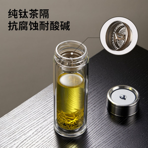 Tomic <b>Double</b> <b>Wall</b> Glass Water Bottle With Filter For Office Home Use - Product Image 2