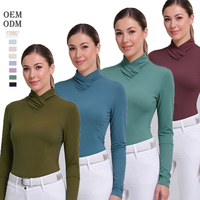 Chemise d'équitation à manches longues, col montant, empiècement contrastant diagonal, maille perforée, coupe ajustée, couleur personnalisable, respirante et extensible