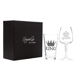 Set di Bicchieri di Lusso per Birra King e Vino Queen, Vetro Bianco di Alta Qualità 450ml, Stile Americano, Idea Regalo di Natale per Matrimoni in Offerta - Product Image 6