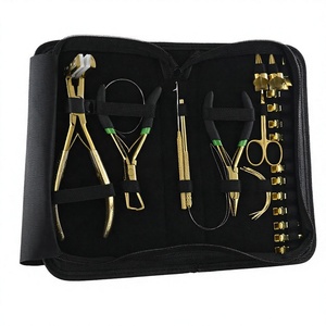 Wholesale Steel Hair Extension Pliers Tools Kit <b>Set</b> case Pulling Hook Tape Press Plier Microlink Beads <b>Crimping</b> Remover Plier - Product Image 1