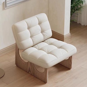 Silla individual de cuero ATUNUS para sala de estar, patas de madera, sofá de peluche, silla de tela, muebles de ocio Wabi Sabi, silla decorativa - Product Image 2