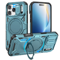 Coque de téléphone hybride magnétique antichoc avec béquille et protection coulissante pour appareil photo pour iPhone 18 Pro Max, compatible iPhone 17, 16, 15, 14, 13