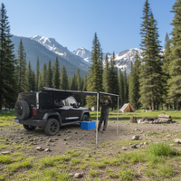 Auvent de toit de véhicule tout-terrain 4x4 en tissu ripstop, auvent latéral rétractable avec poteaux renforcés pour SUV, Jeep, camping