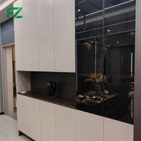 Armoire de cuisine moderne autoportante en aluminium avec porte escamotable, couleur personnalisable, facile à nettoyer et résistante à l'eau