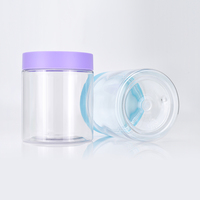 Vente en gros de bonbons à biscuits de 150ml 200ml 250ml Bocaux en plastique transparent PET de qualité alimentaire avec bouchons givrés colorés