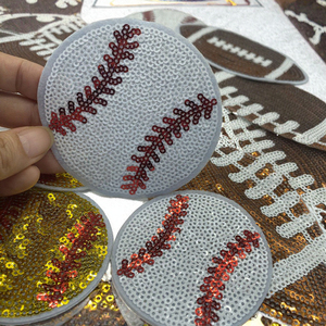 Bán buôn thêu <span class=keywords><strong>sequin</strong></span> bóng chày các bản vá lỗi sắt-on Twill vải cho quần áo trò chơi ngày bóng đá bóng đá các bản vá lỗi cho mũ - Product Image 3