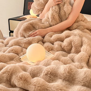 셔파 소재 부드러운 담요, 기계 세탁 가능, 슈퍼킹 사이즈 이불 커버 침구 세트, 두꺼운 겨울 담요 - Product Image 3