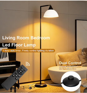 360 Versatile Modern Metal LED Floor Lamp Remote Adjust Brightness Durable Lampshade Replaceable <b>Bulb</b> Reliable Base Office - Product Image 1