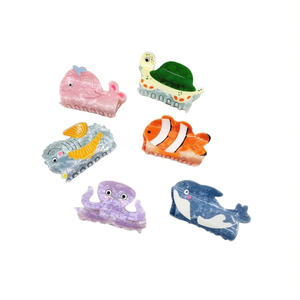 Fermagli per capelli Nini a forma di animali marini, 8 cm, in plastica, a cartone animato, per bambini, per uso quotidiano - Product Image 1