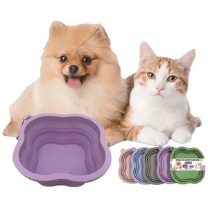 2023 500ML Custom Cute Pet Dog Feeding Bowl Travel Portable Food Water Bowl Eco Friendly Silicone TPE Collapsible Pet Dog Bo